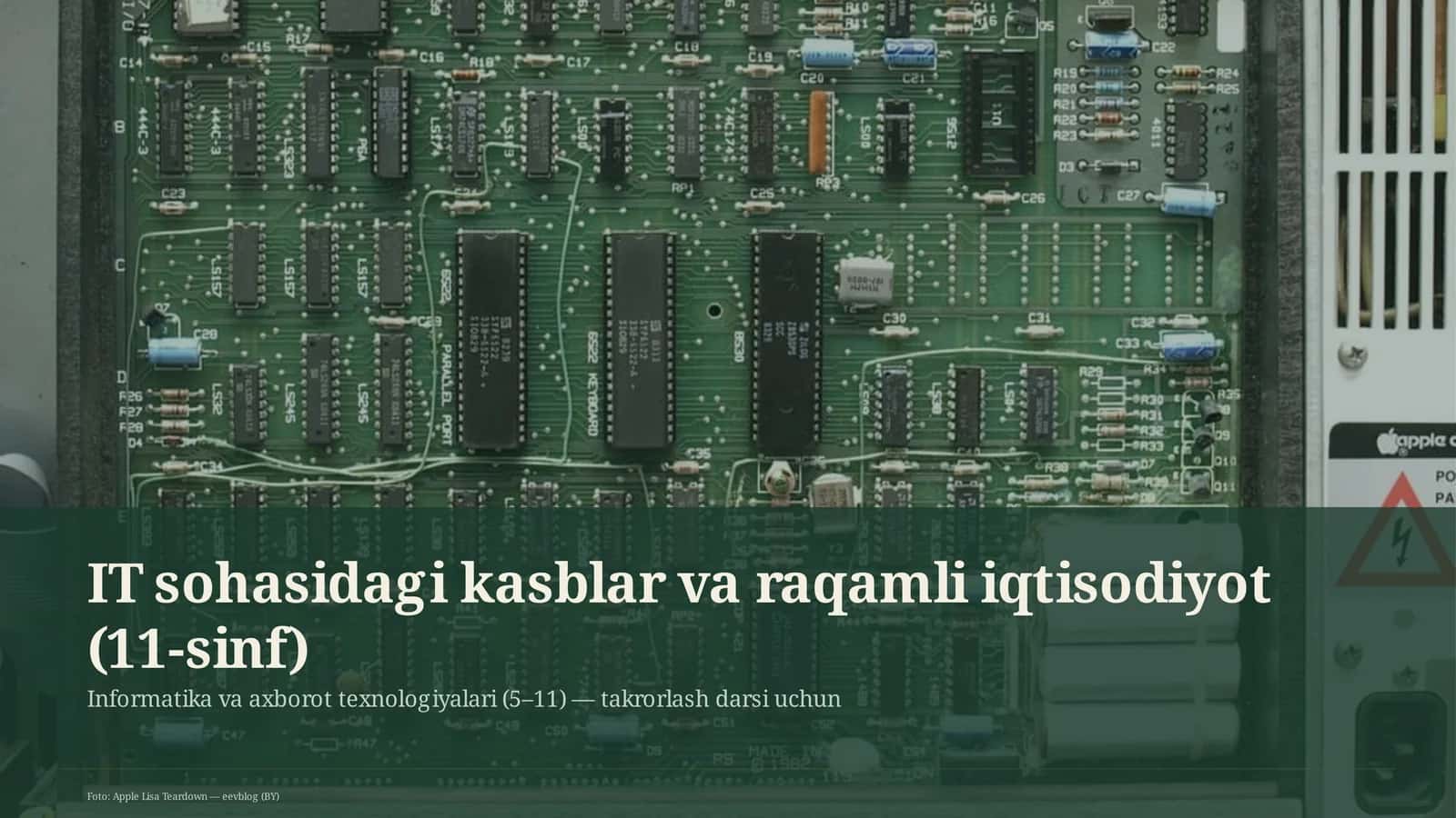 IT sohasidagi kasblar va raqamli iqtisodiyot (11-sinf) 1