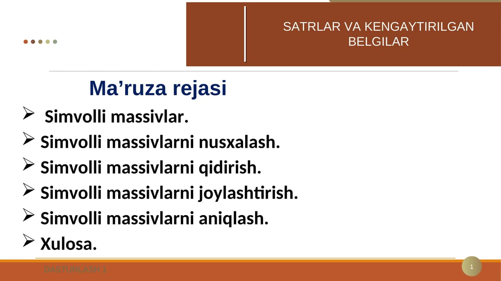 Simvolli massivlar 1