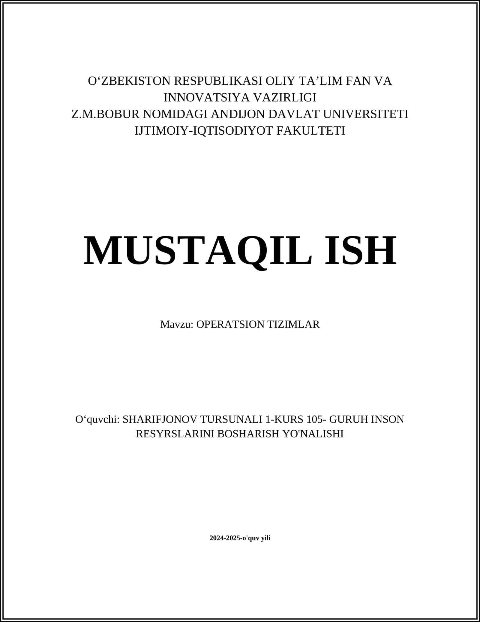 OPERATSION TIZIMLAR 1