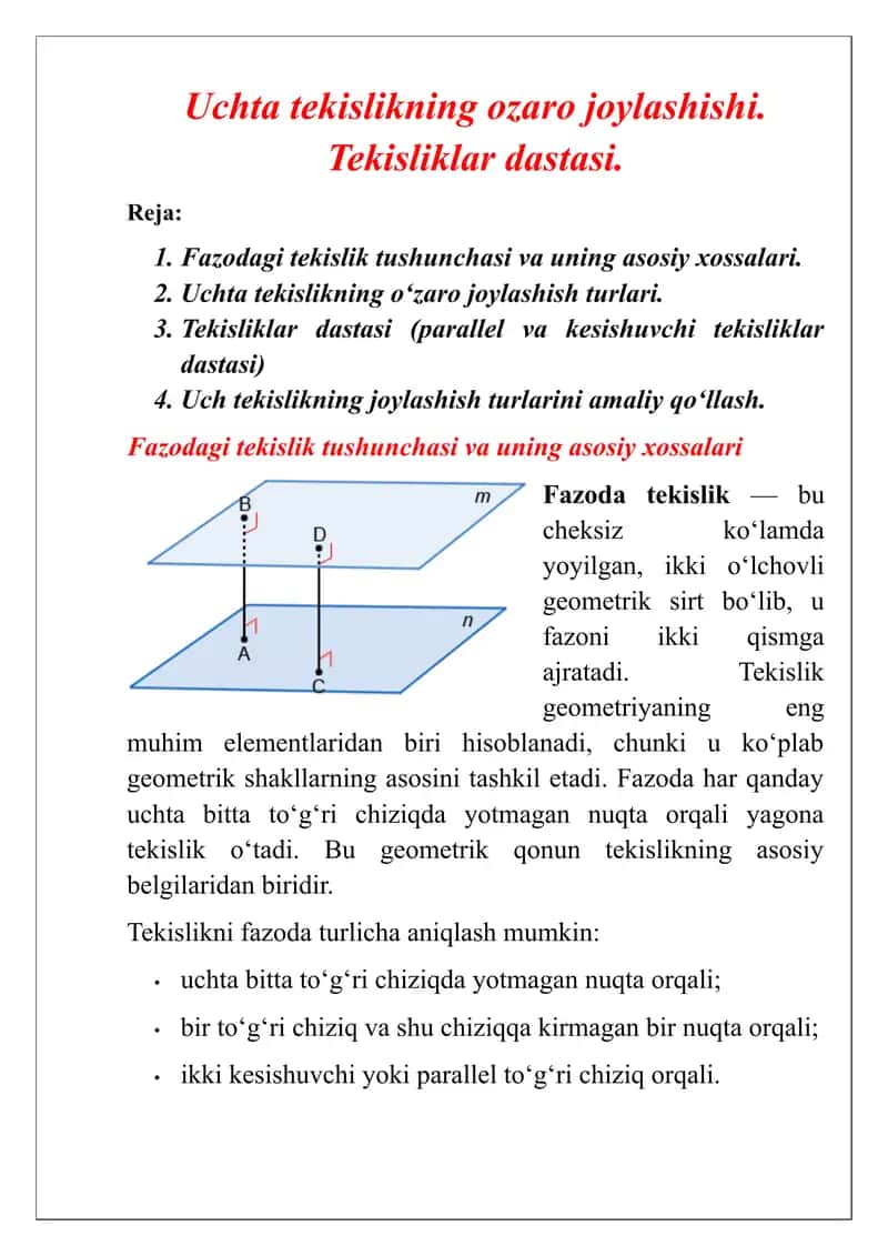 Fazoda Tekisliklar 1