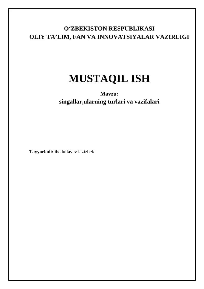 Singulyarliklar va ularning turlari 1