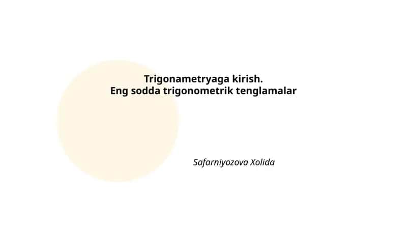 Trigonometriyaga kirish 1