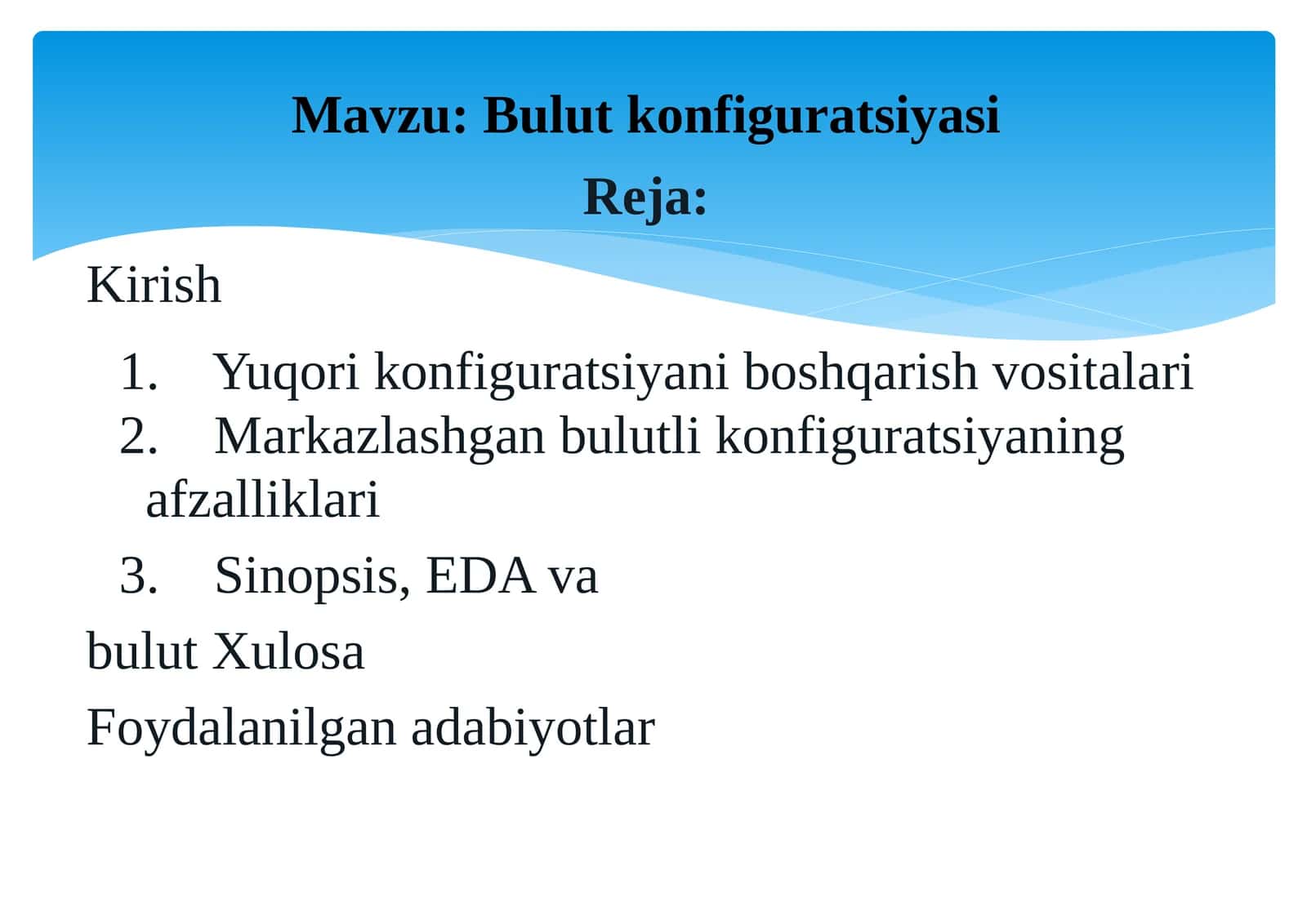Bulut konfiguratsiyasi 1