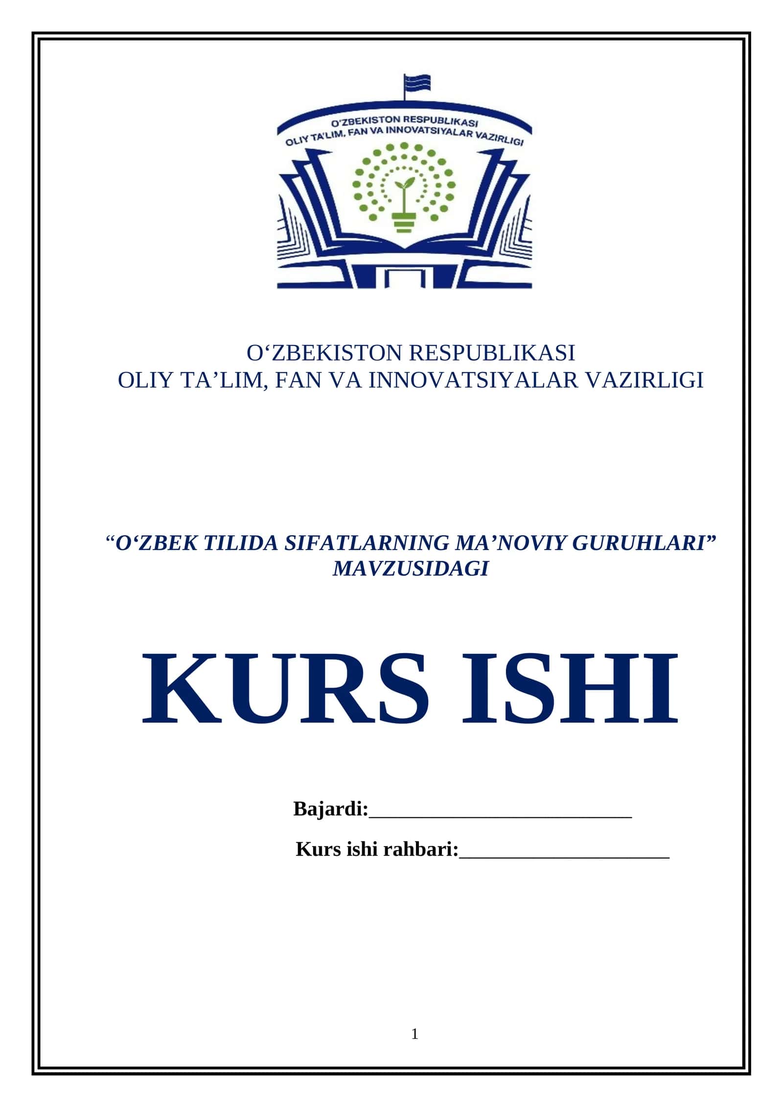 O‘ZBEK TILIDA SIFATLARNING MA’NOVIY GURUHLARI 1