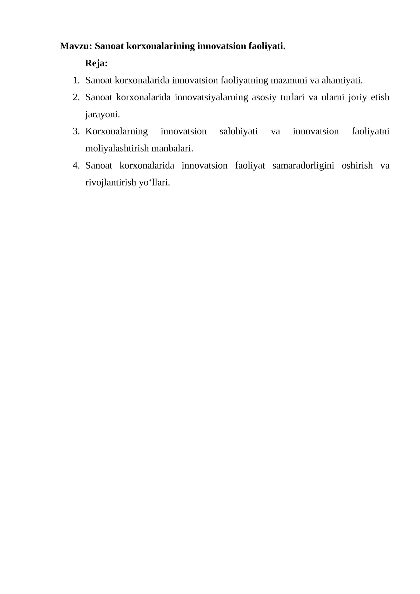 Sanoat korxonalarining innovatsion faoliyati 1