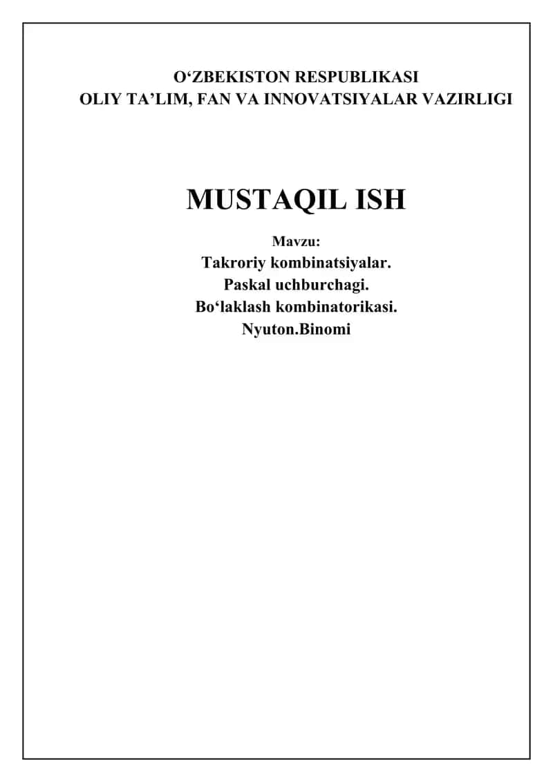 Takroriy kombinatsiyalar 1