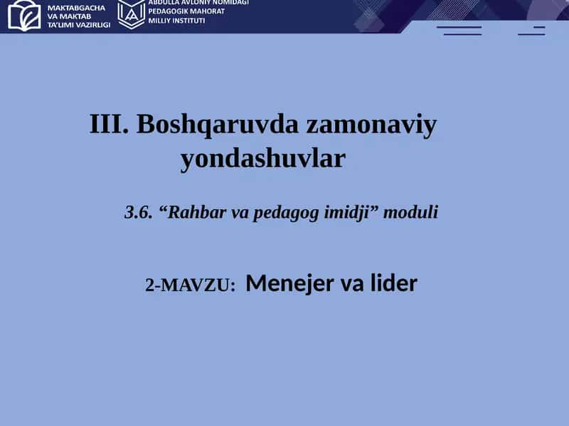 Menejer va lider 1