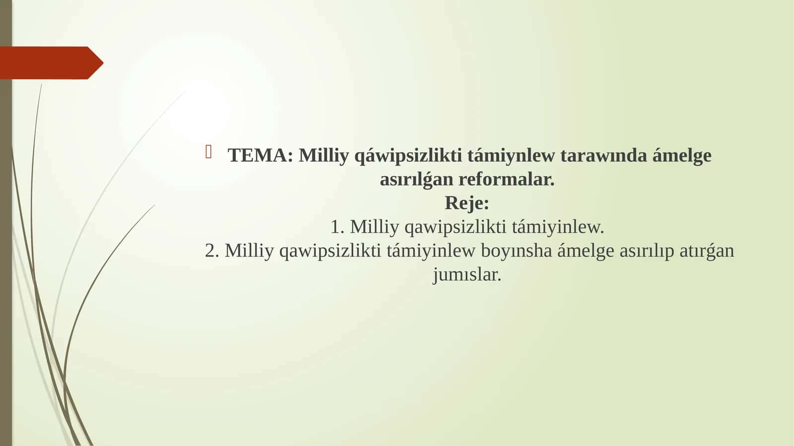 Milliy qáwipsizlikti támiynlew tarawında ámelge asırılǵan reformalar 1