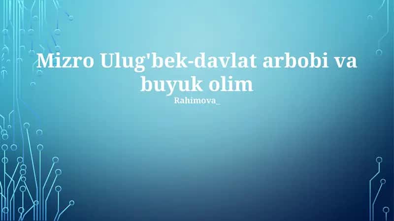 Ulug'bek: Davlat Arbobı 1