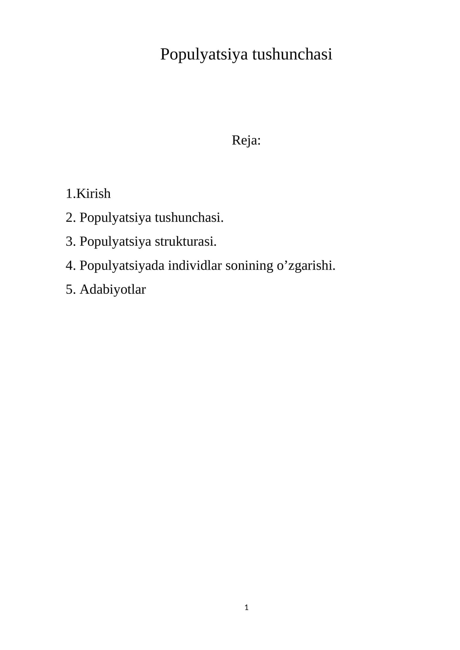 Populyatsiya tushunchasi 1