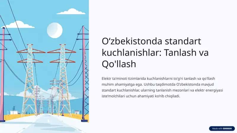 Oʻzbekistonda Standart Kuchlanish 1