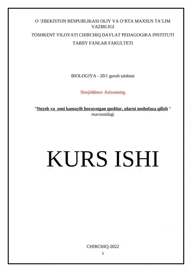 Noyob va kamayib borayotgan qushlar