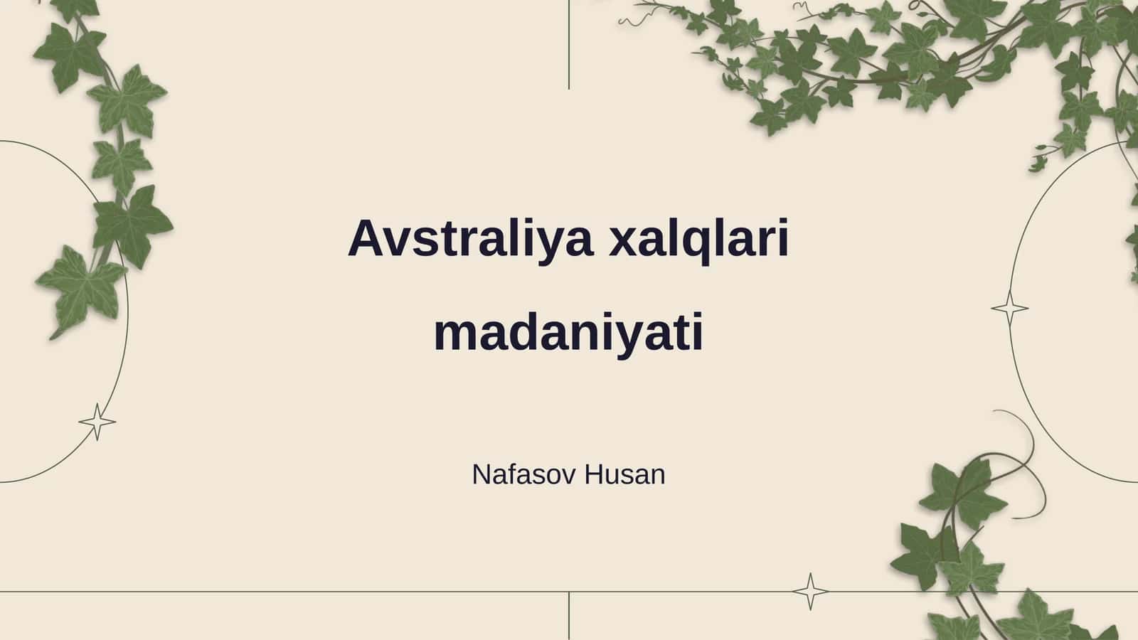 Avstraliya xalqlari madaniyati 1