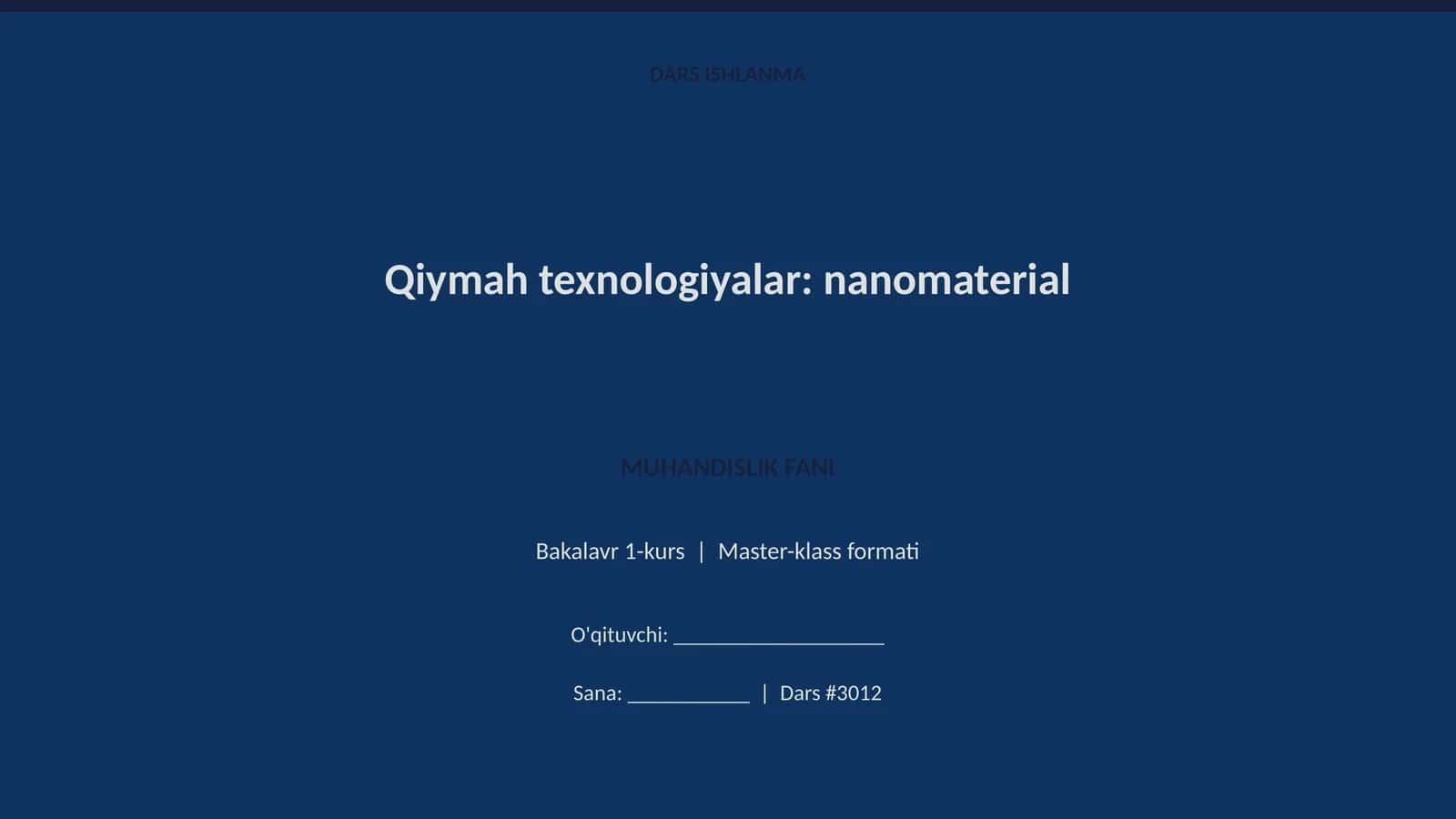 Qiymah texnologiyalar: nanomaterial 1