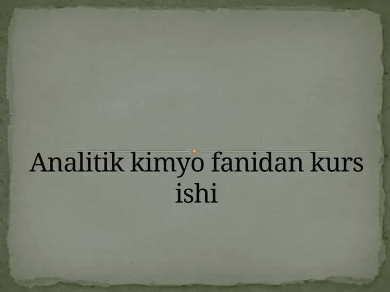 Analitikkimyofanidankursishi 1