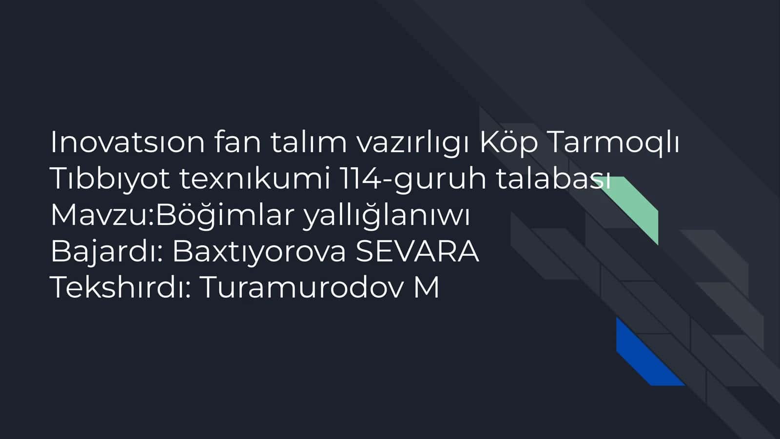 Böğimlar yallığlanıwı 1