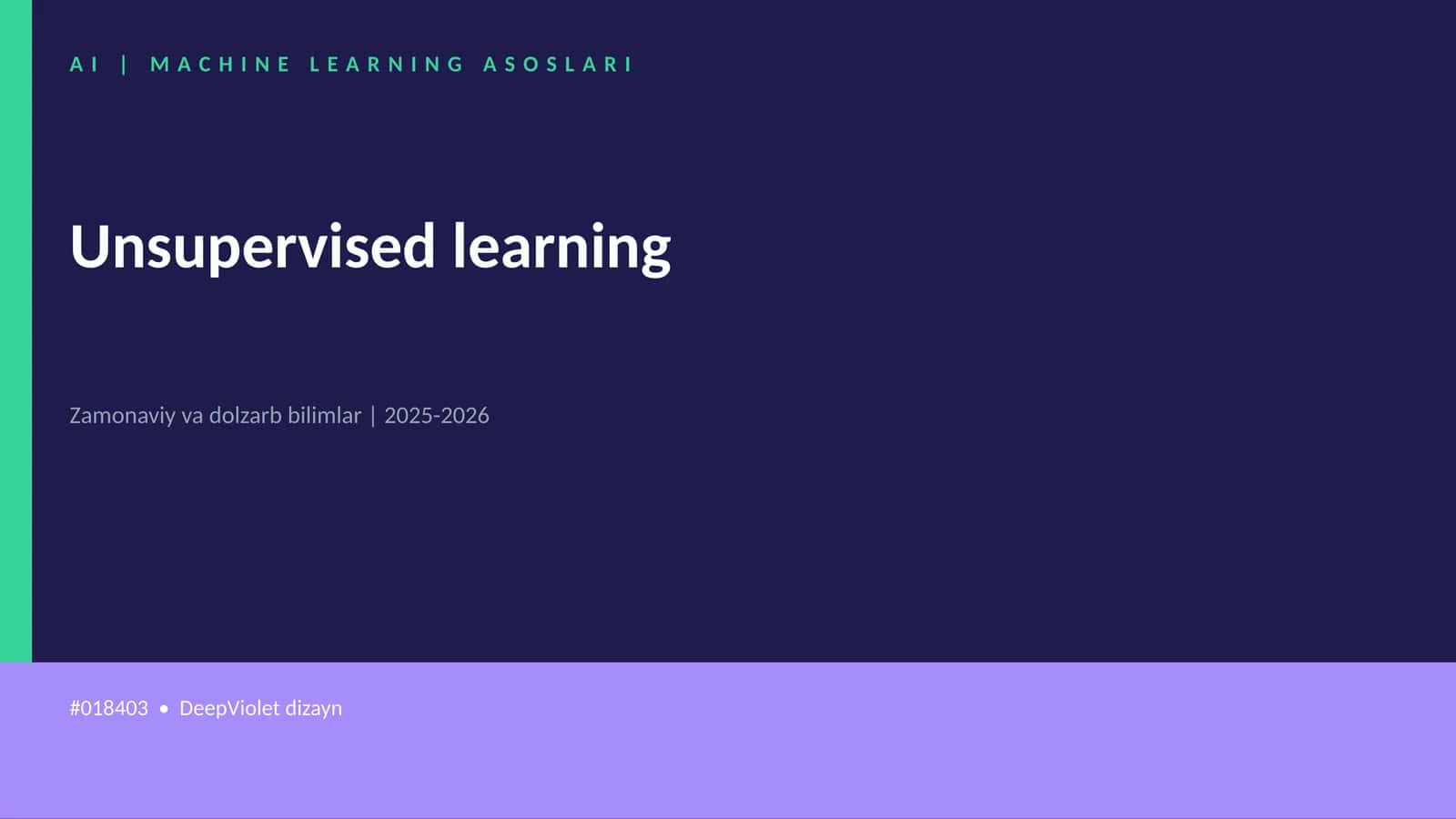 AI | MACHINE LEARNING ASOSLARI 1