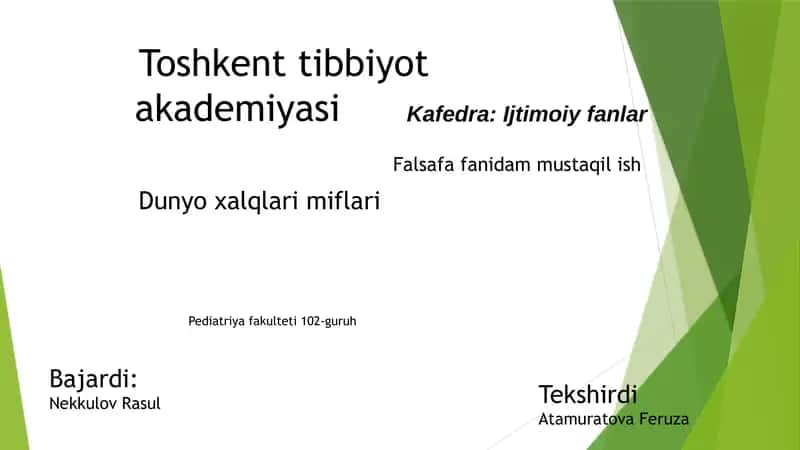 Dunyo xalqlari miflari: Kirish 1