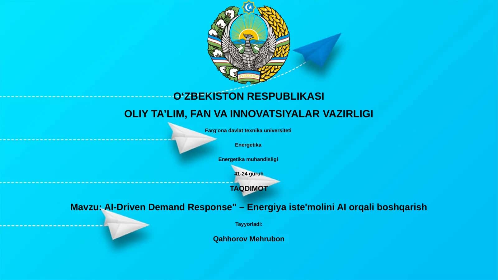 AI-Driven Demand Response" – Energiya iste'molini AI orqali boshqarish 1