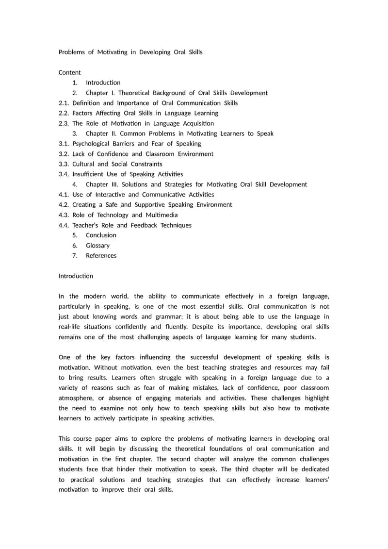 Problems of Motivating in Developing Oral Skills 1