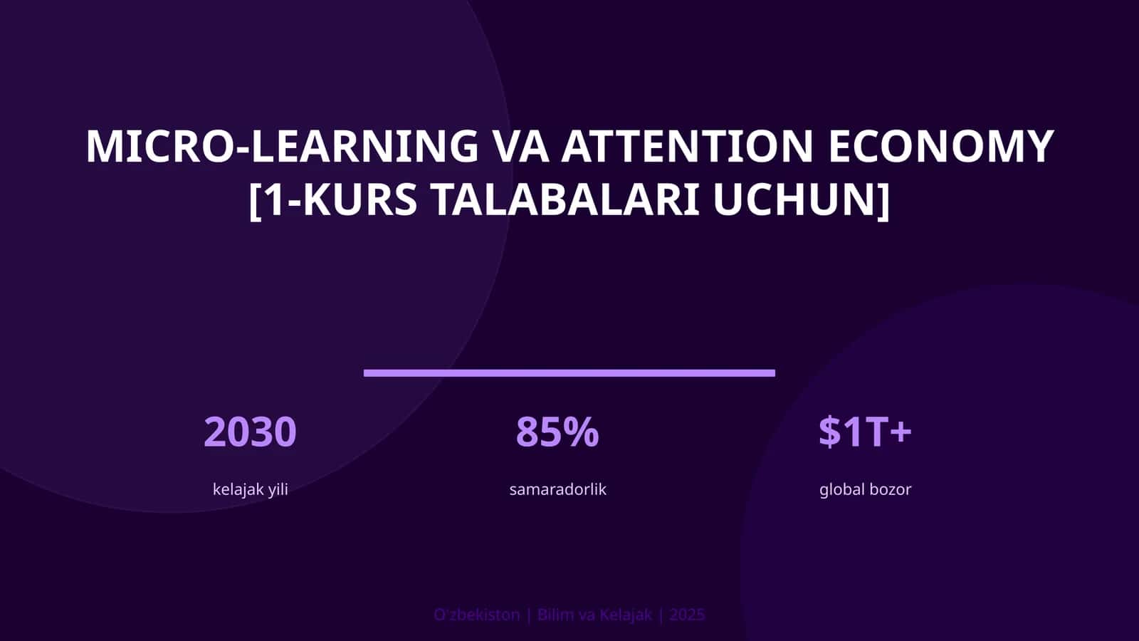 MICRO-LEARNING VA ATTENTION ECONOMY [1-KURS TALABALARI UCHUN] 1
