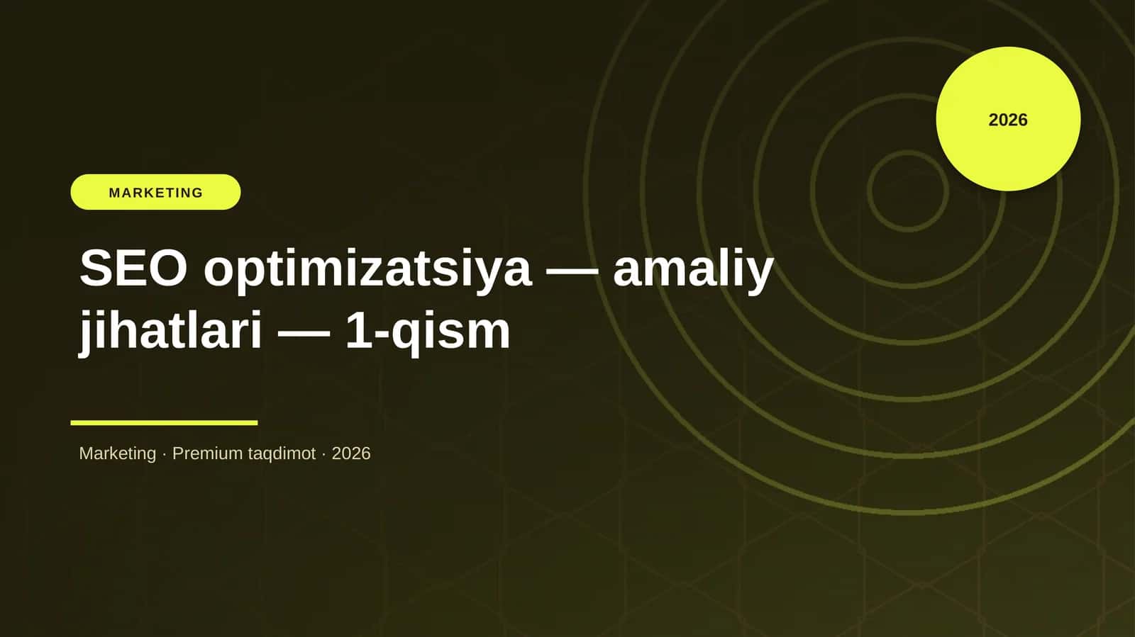 SEO optimizatsiya — amaliy jihatlari — 1-qism 1