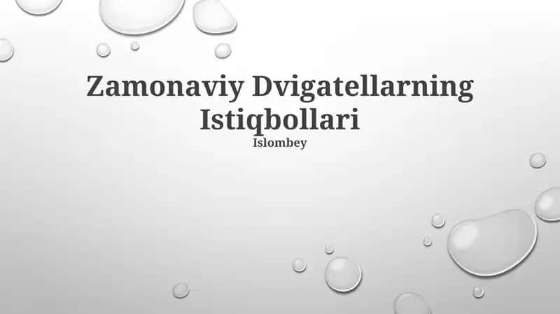 Zamonaviy Dvigatellarning Istiqbollari 1