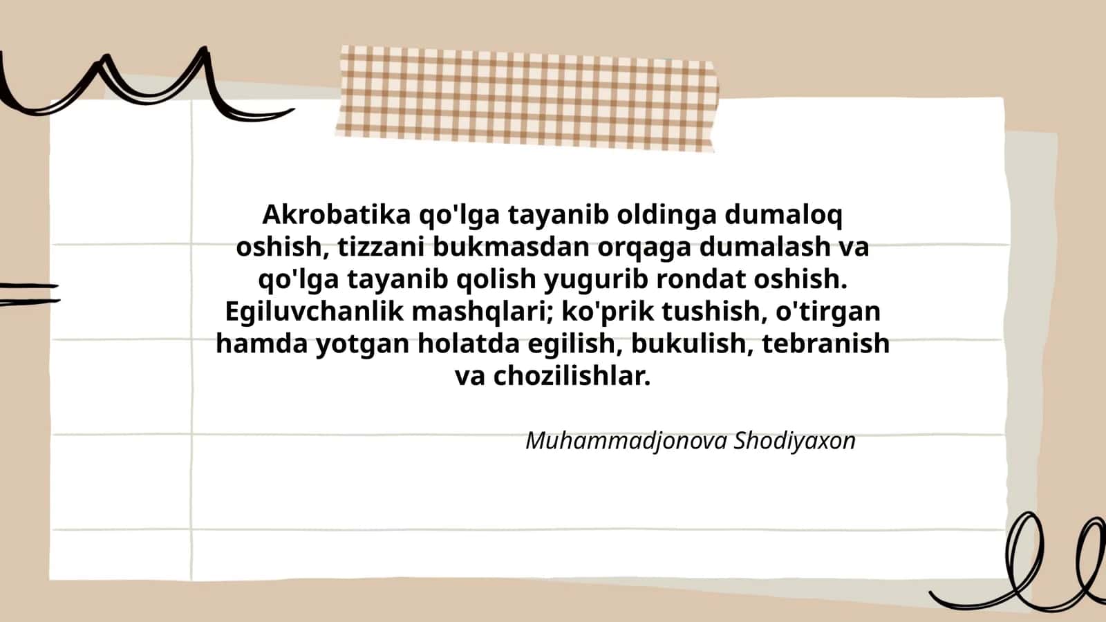 Egiluvchanlik mashqlari 1