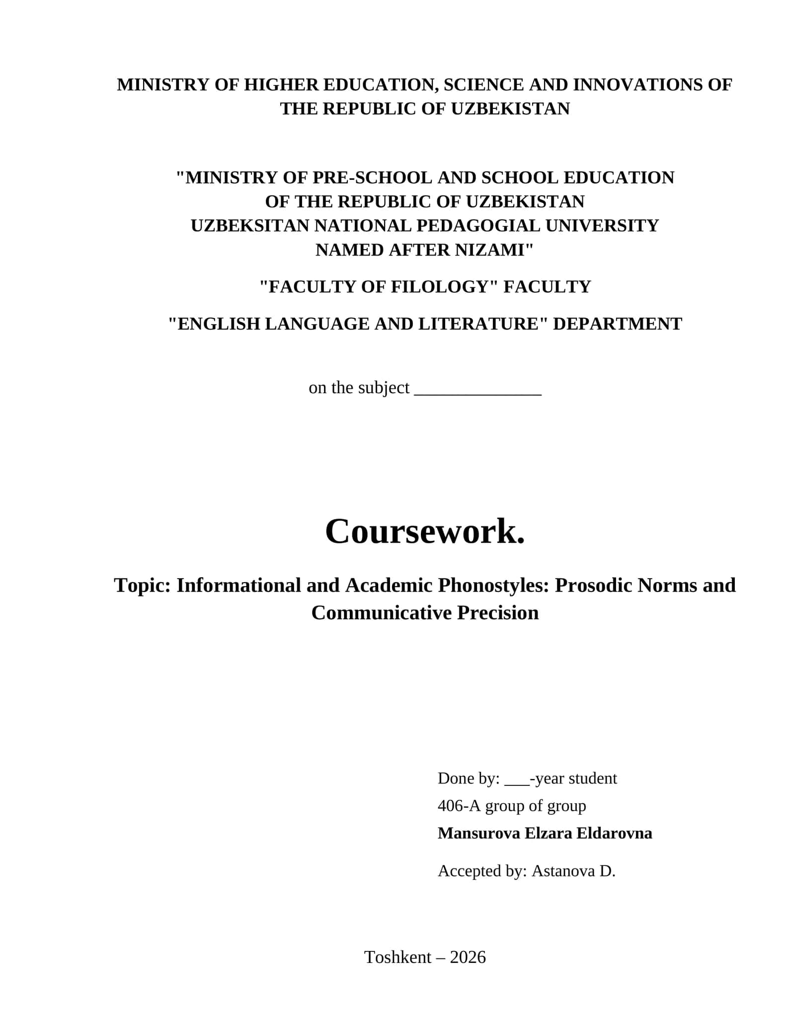 Informational and Academic Phonostyles: Prosodic Norms and Communicative Precision 1