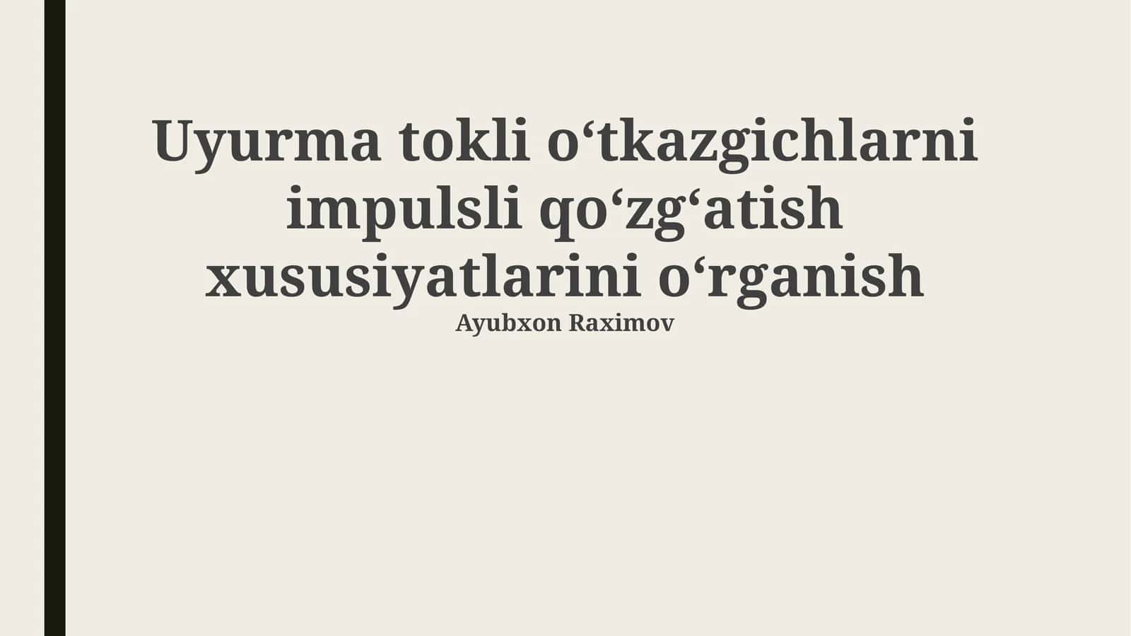 Impulsli qo'zg'alish usuli 1