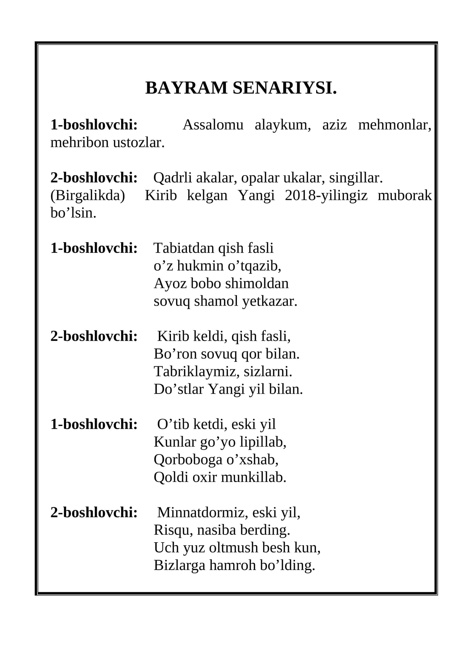 BAYRAM SENARIYSI 1