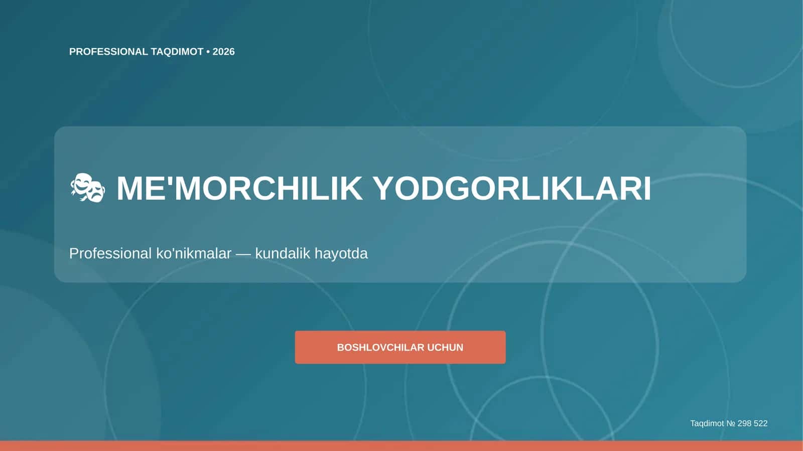 ME'MORCHILIK YODGORLIKLARI 1