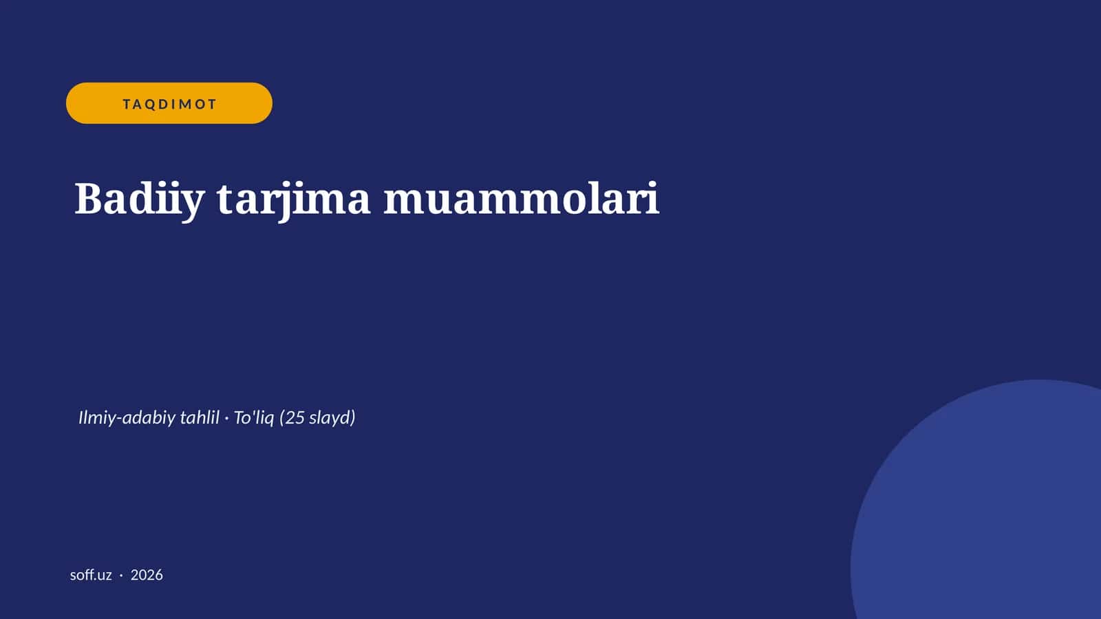 Badiiy tarjima muammolari 1