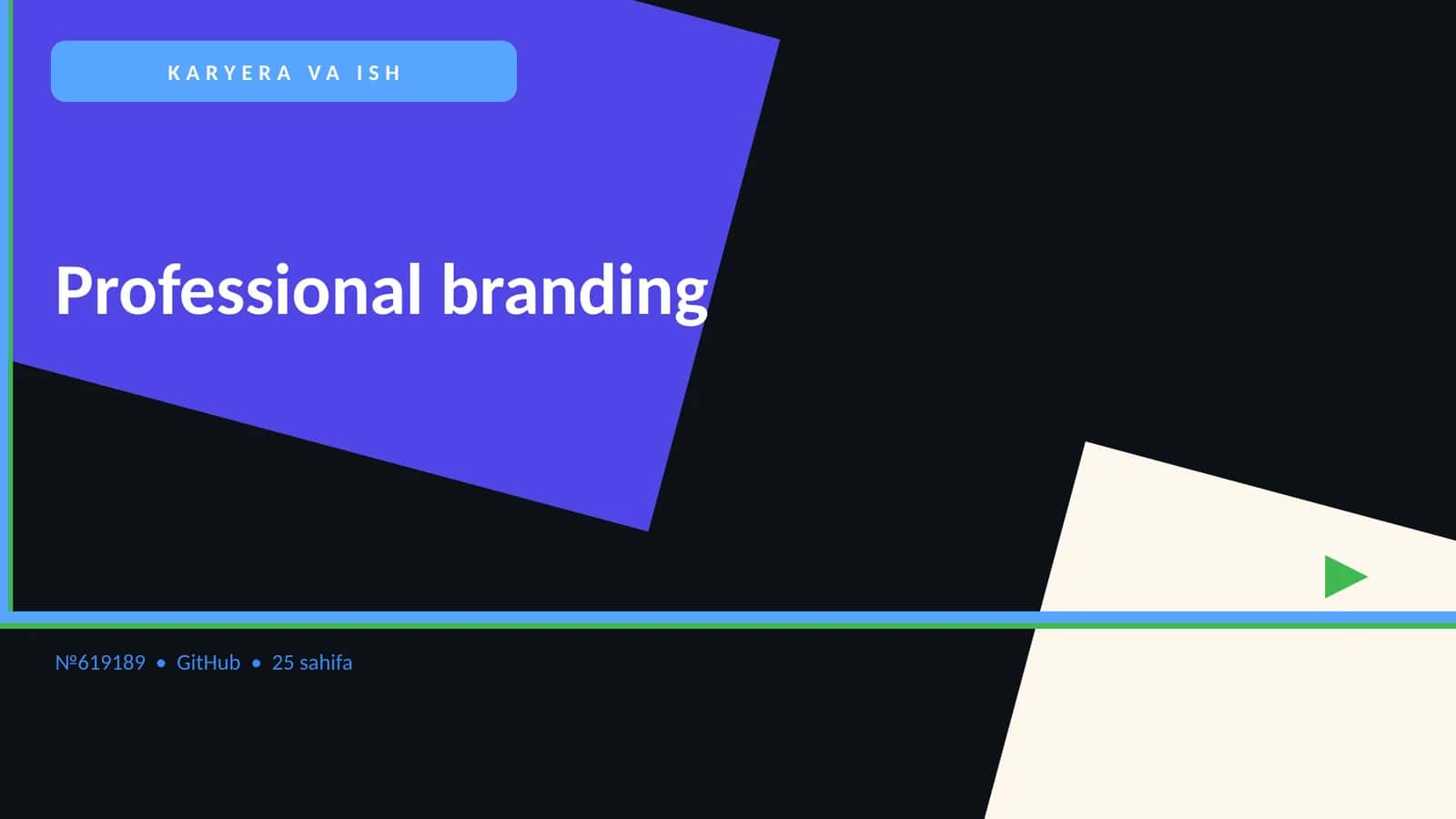 KARYERA VA ISH - Professional branding 1