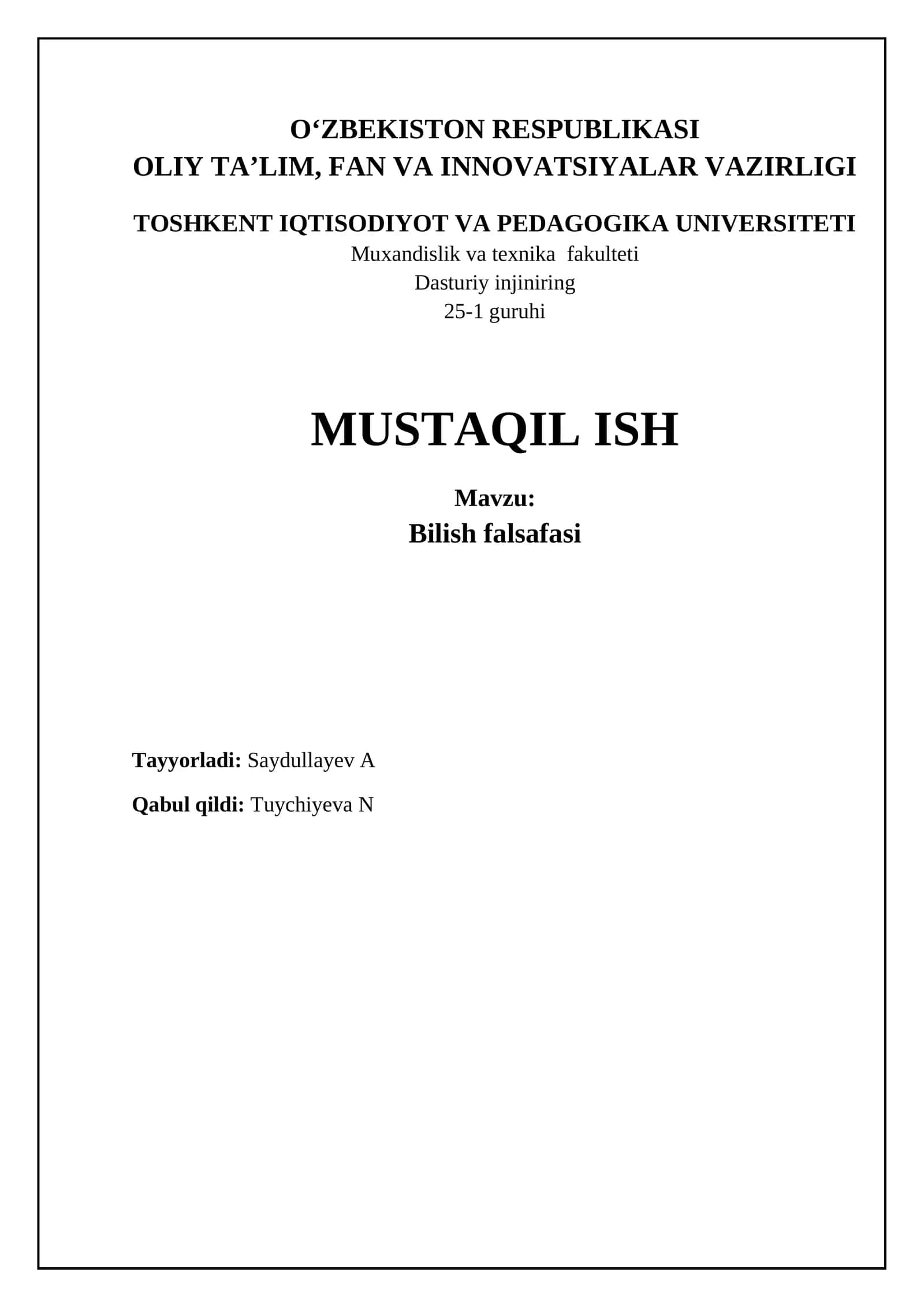 Bilim falsafasi 1
