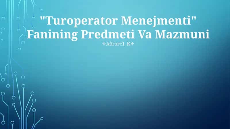 Turoperator Menejmenti 1