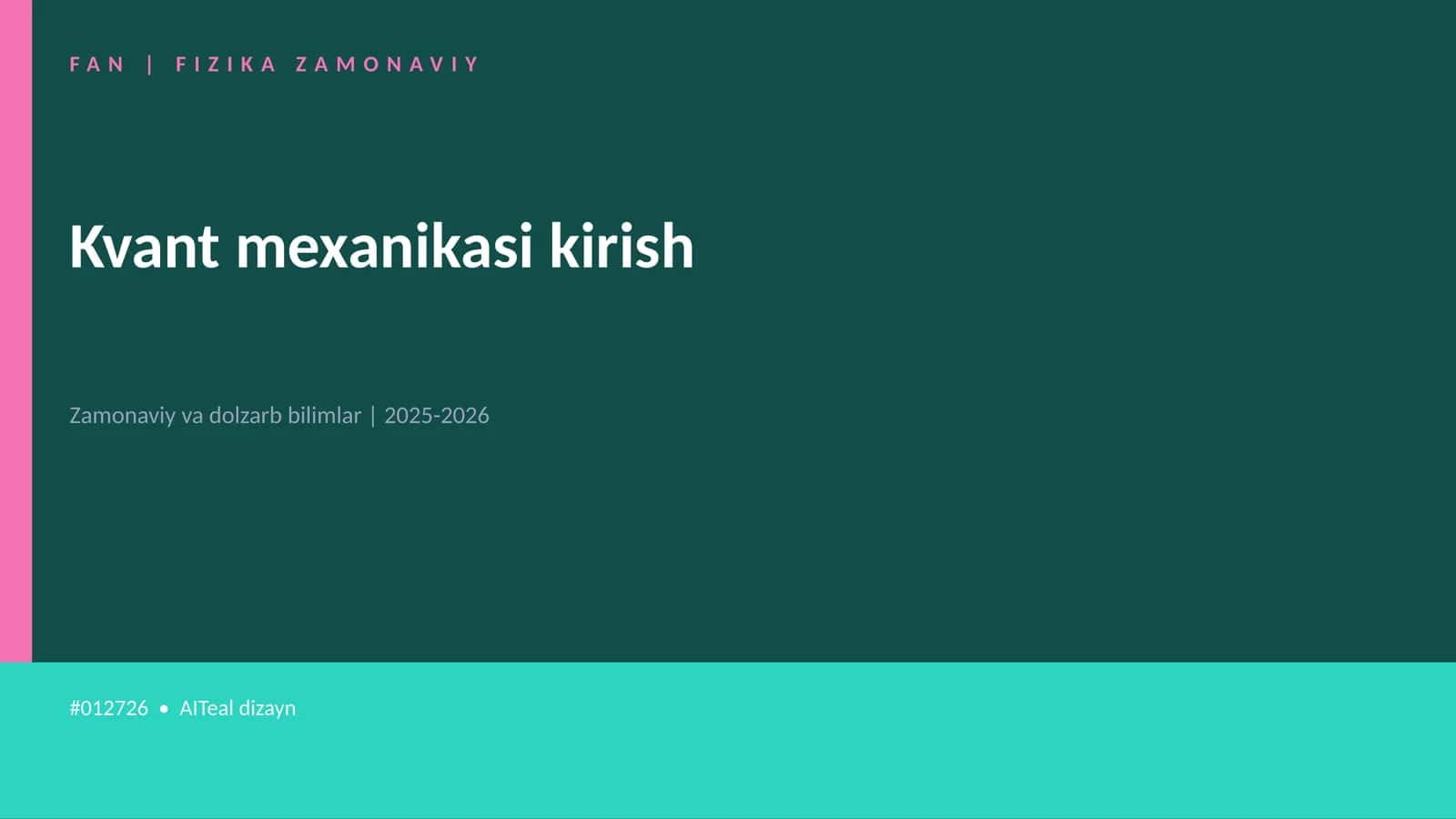 Kvant mexanikasi kirish 1