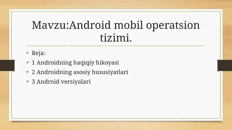 Android mobil operatsion tizimi 1