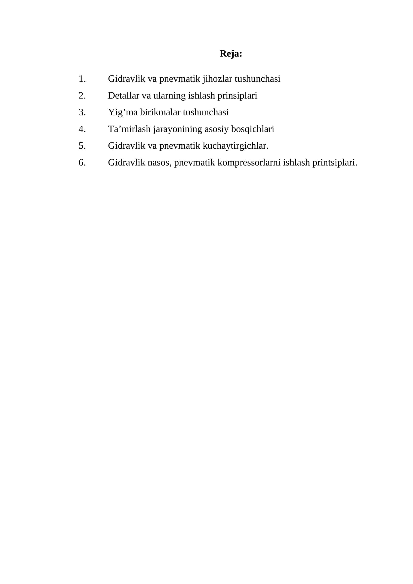 Gidravlik va pnevmatik tizimlar 1