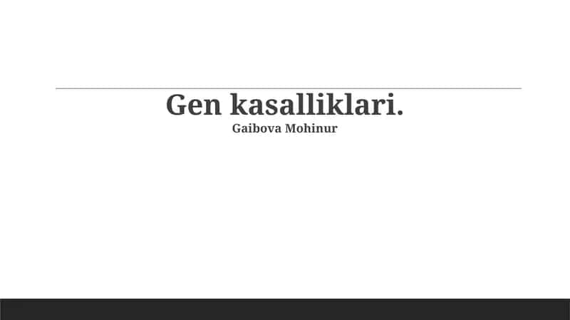 Genetik kasalliklar 1