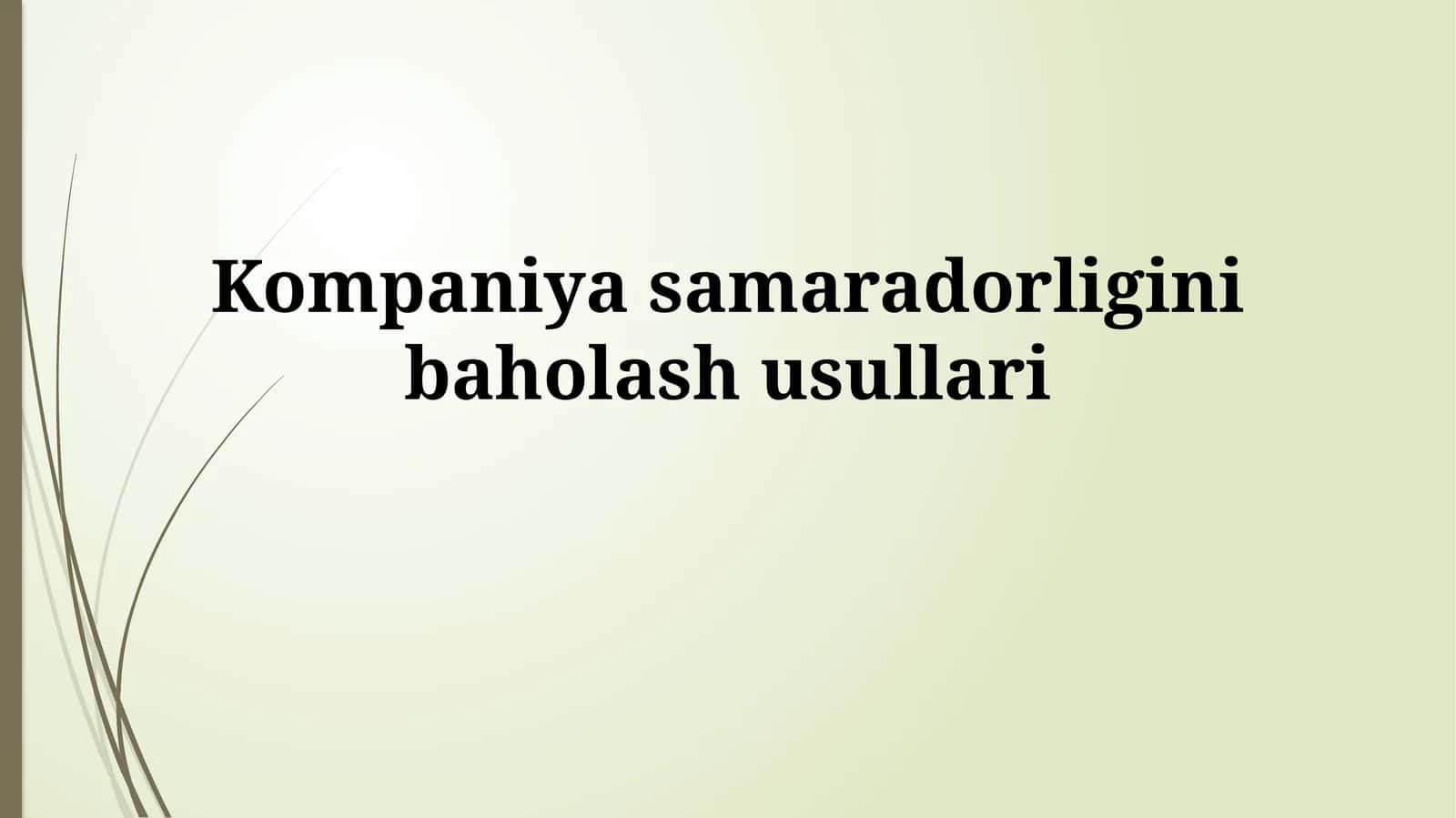 Kompaniyaning samaradorligini baholash usullari 1