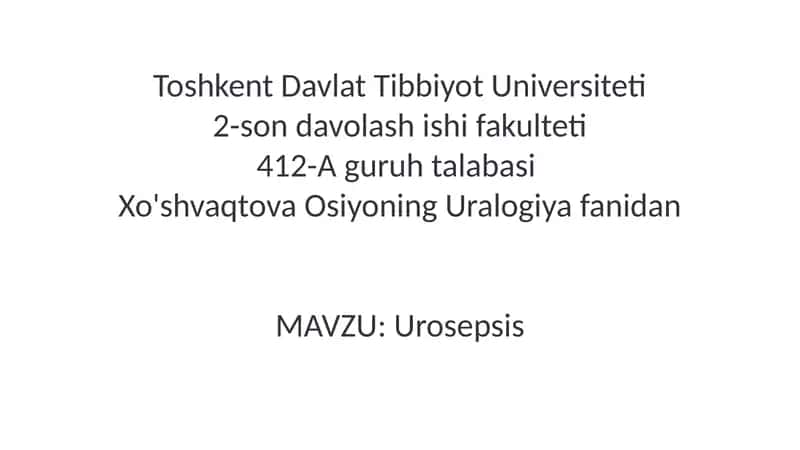 Urosepsis 1