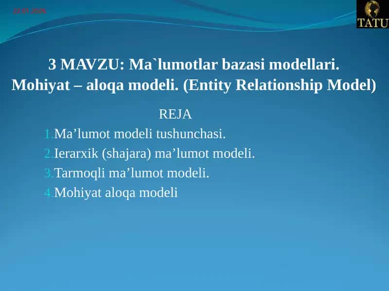 Ma`lumotlarbazasimodellari 1