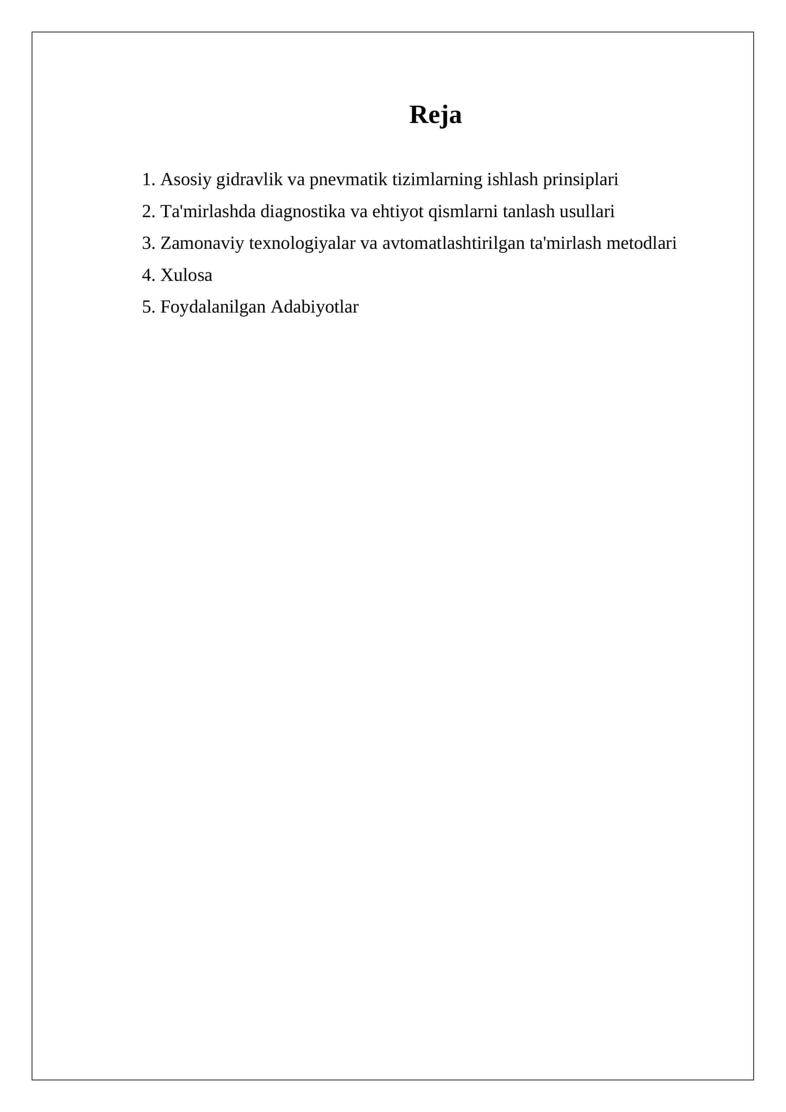 Gidravlik va pnevmatik tizimlarning ta'mirlash texnologiyasi 1