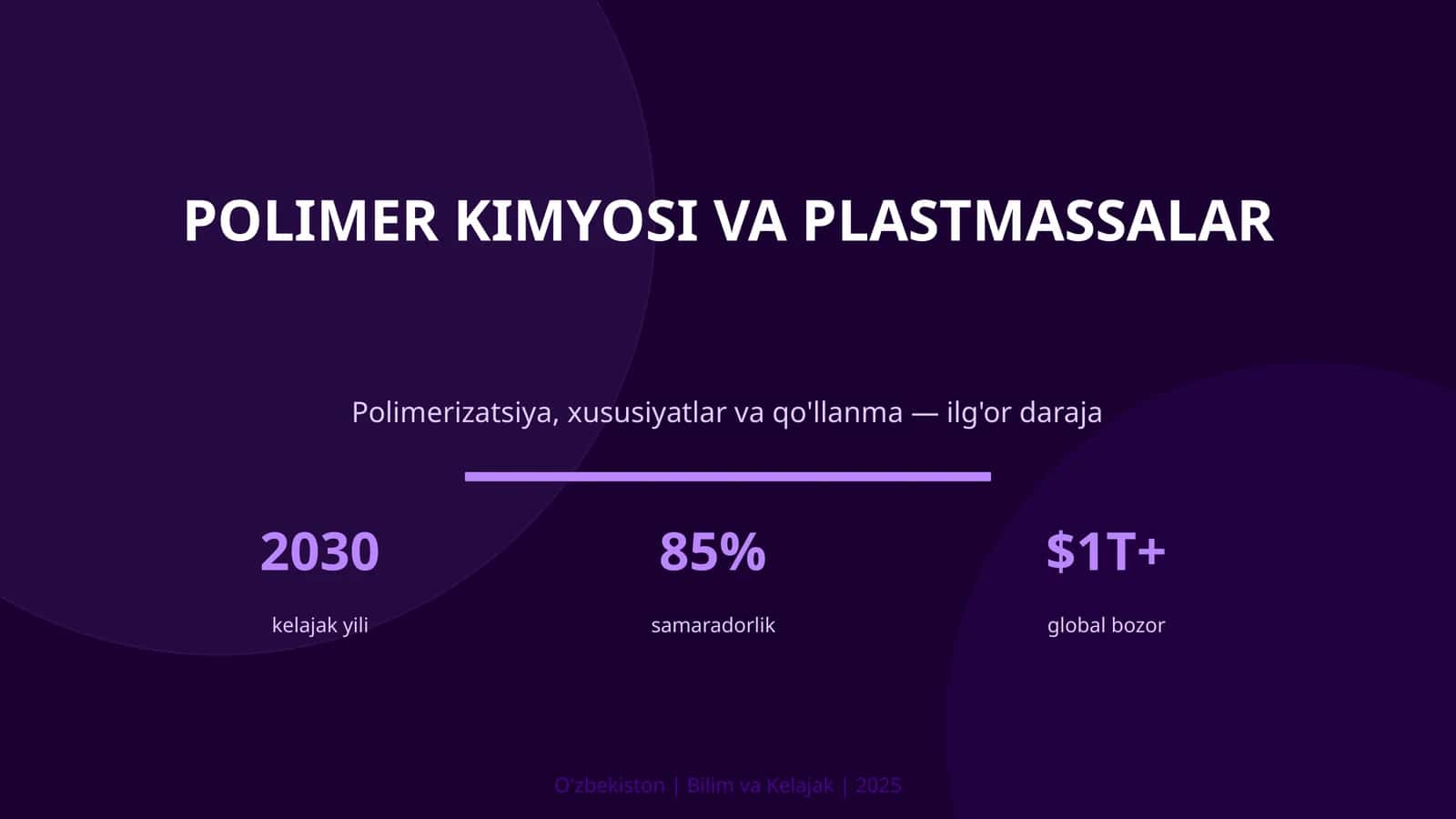 Polimer kimyosi va plastmassalar 1
