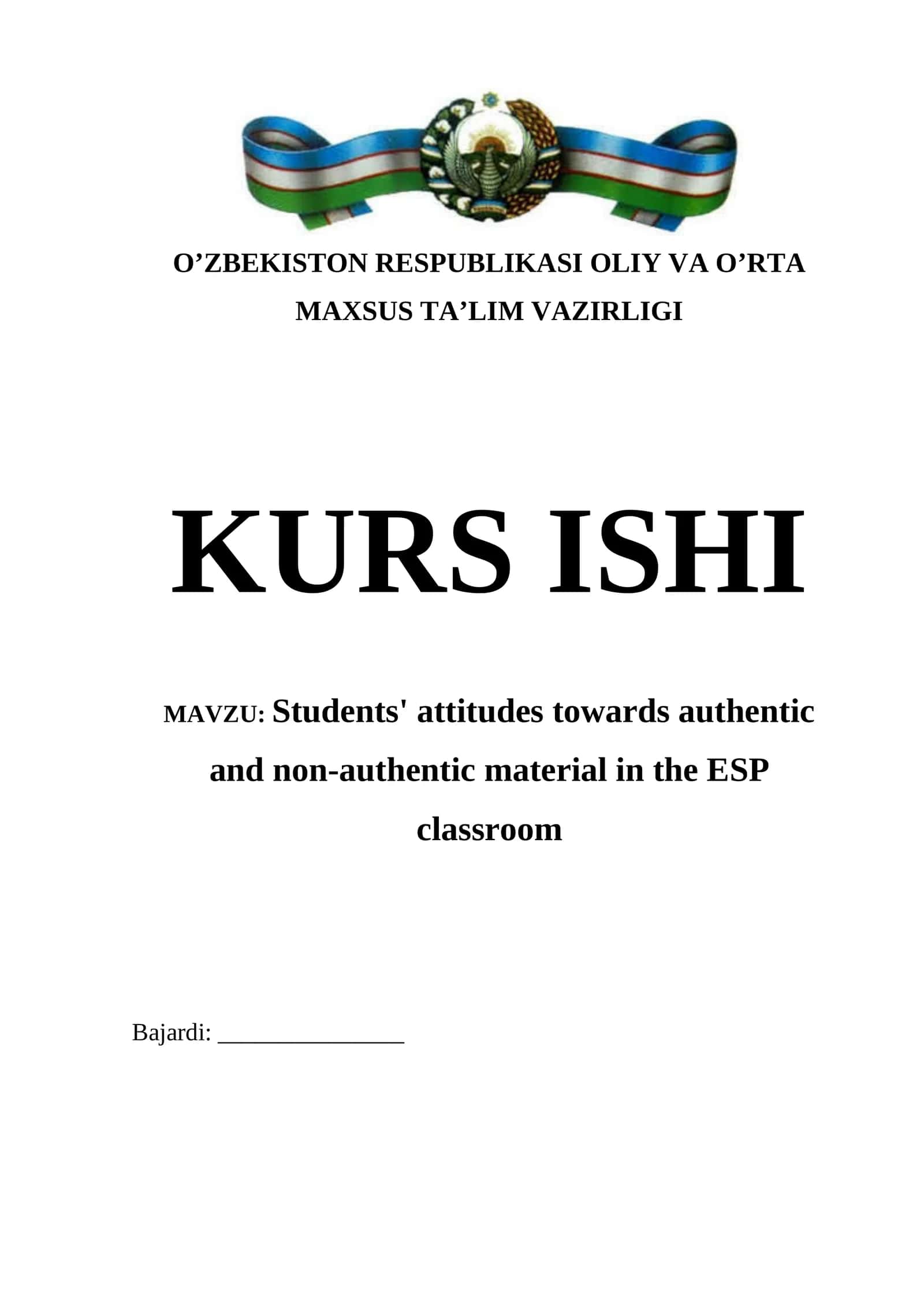 Students' attitudes towards authentic and non-authentic material in the ESP classroom 1