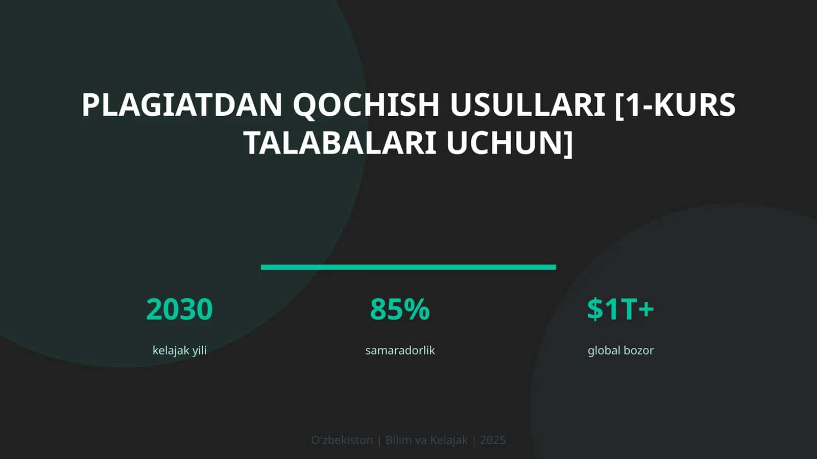 Plagiatdan qochish usullari [1-kurs talabalari uchun] 1