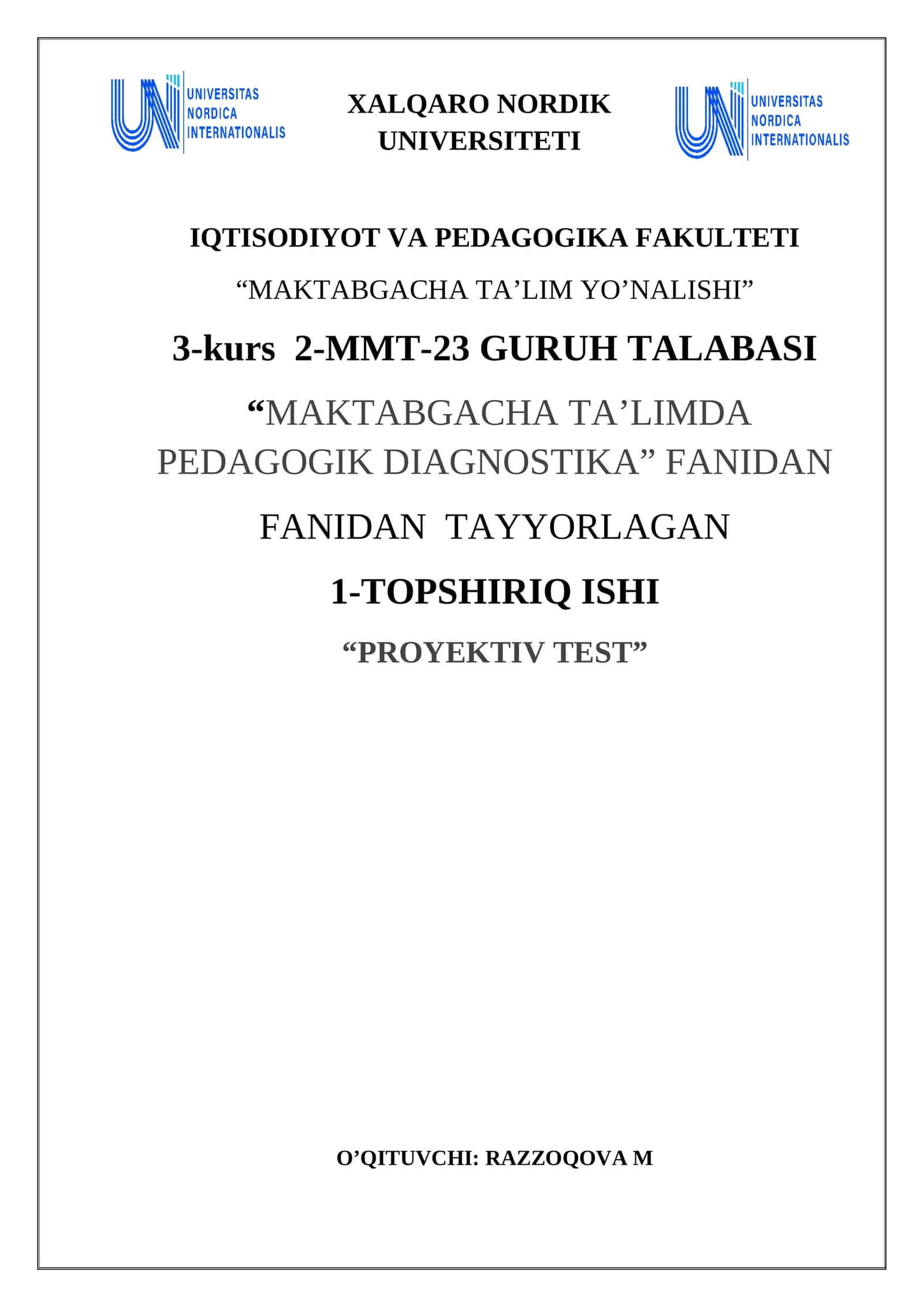 PROYEKTIV TEST 1