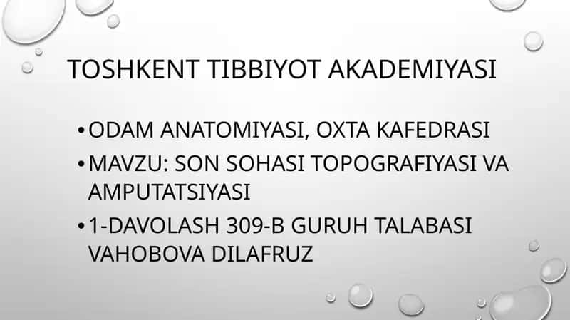 Odam anatomiyasi, oxtakafedrasi 1