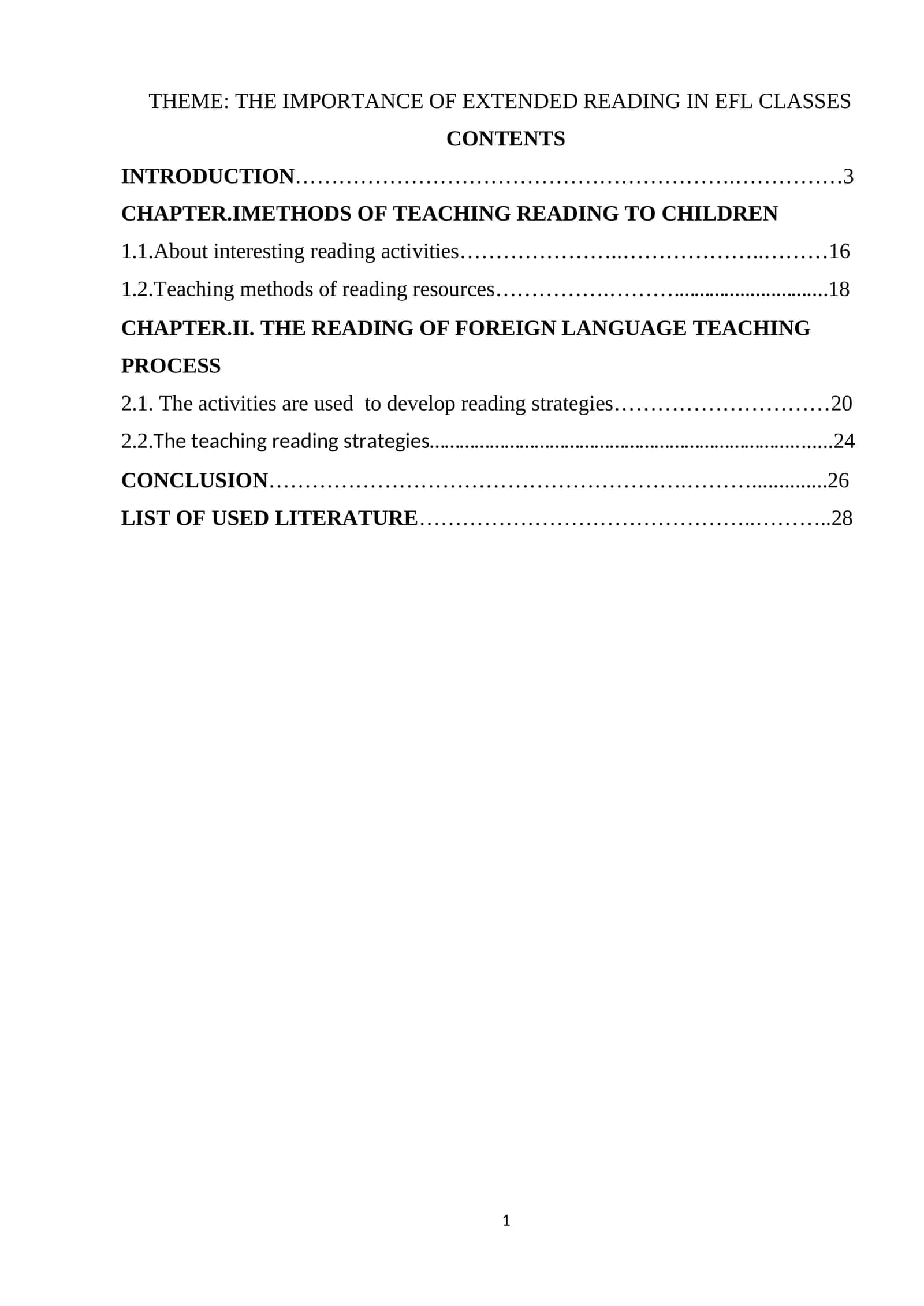 THE IMPORTANCE OF EXTENDED READING IN EFL CLASSES 1